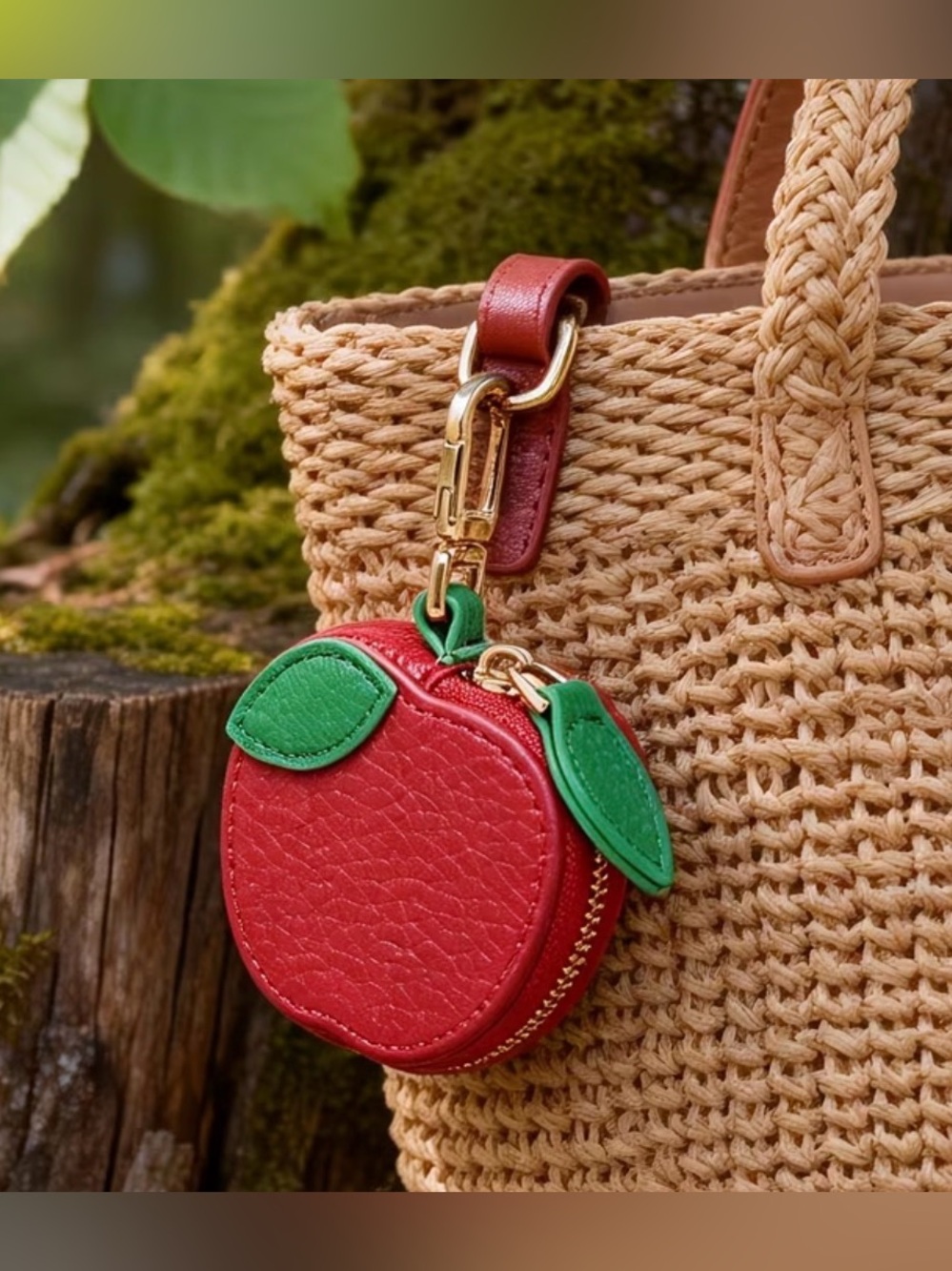 Red Apple Coin Pouch Bag Charm for Women